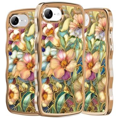 Imagem de PIXIU Capa para iPhone 16E antiarranhões com protetor de lente de câmera [compatível com MagSafe], [proteção contra quedas de grau militar] linda onda 3D moderna design floral capa de telefone para