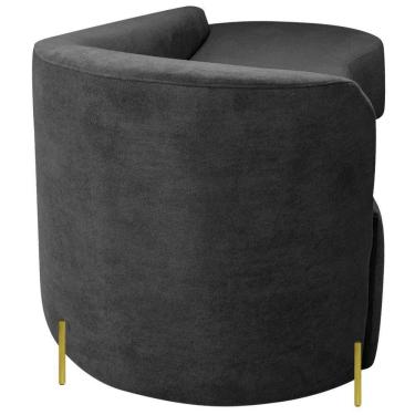 Imagem de Divã Recamier Orgânico França 220cm Lado Dir Pés Metal Dourado Linho Cor Cinza Escuro