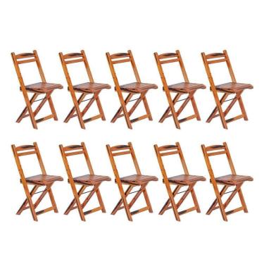 Imagem de Kit 10 Cadeiras Dobrável 100% Madeira Maciça Ypê Ideal Para áreas Externas E Internas Cerejeira