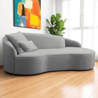 Imagem de Divã Recamier Sofá Curvo Sala De Tv E Estar Recepção Inglaterra 150cm Lado Direito Bouclé Cinza- Mabe Magazine