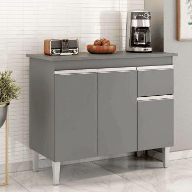 Imagem de Balcão Gabinete De Pia Para Cozinha Sem Tampo 100cm Tatiane Cinza- Mabe Magazine