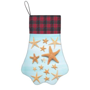 Imagem de Linda estampa marítima 3D, meias de Natal, animais de estimação, decoração de Natal, cães, gatos, árvores, doces, presente, conveniente