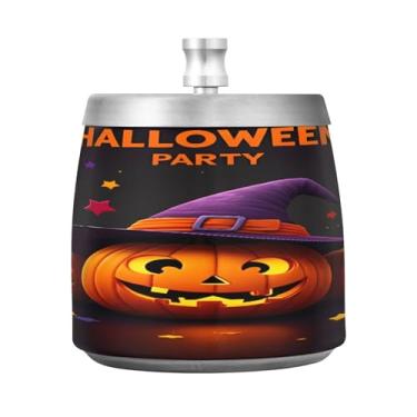 Imagem de Qilmy Cinzeiro de aço inoxidável três abóboras com tampa - Cinzeiro de cigarro à prova de vento sem cheiro sem fumaça para casa, escritório, carro, pátio, varanda (uso interno e externo)