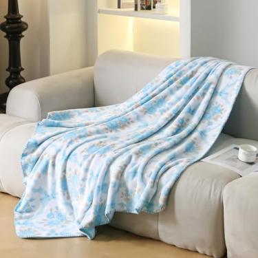 Imagem de Luxape Cobertor de laço, laço rosa, tecido macio estampado premium para o melhor conforto - para bebês, recém-nascidos, berçários, meninas, berço, carrinho, presente (azul, 127 x 152 cm)