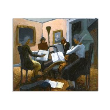 Imagem de Thomas Hart Benton Paintings Wall Art The Quartet Classic Art Reproduções Thomas Hart Benton Pôster em tela para sala de estar decoração de parede de casa 60 x 50 cm (24 x 20 polegadas) sem moldura