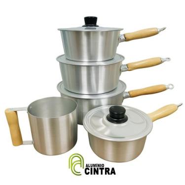 Imagem de Jogo De Panelas Alumínio Grosso Polido + Canecão Kit 5peças - Alumínio