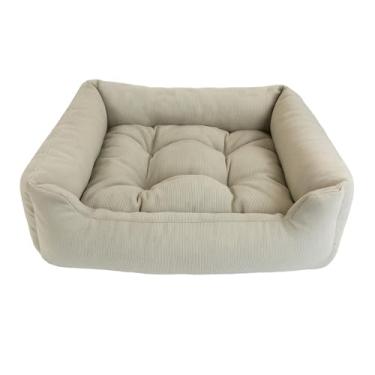 Imagem de Cama Pet (P/M/G) em Suede, Para Cachorro e Gato, Confortável, Fofinha e Lavável(Bege,90x70)