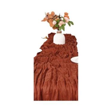 Imagem de Caminho De Mesa Em Cheesecloth Verde, Vermelho E Borgonha, Estilo Boho