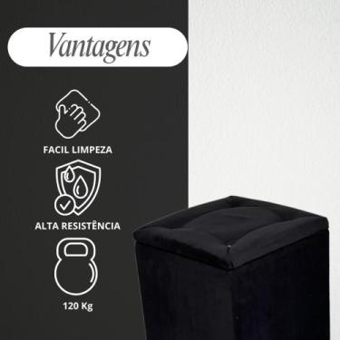 Imagem de Puff Pufe Baú Quadrado Espaçoso Detalhado Feito A Mão Detalhado - Real