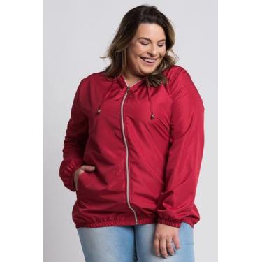 Imagem de Jaqueta Feminina Plus Size Corta Vento Sem Forro - Serena, Vermelho, G