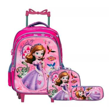 Imagem de Kit Mochila com Rodinhas em 3D + Lancheira Térmica + Estojo Escolar Pr