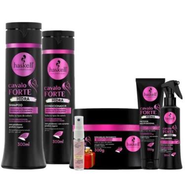 Imagem de Kit Shampoo + Cond.+ Masc.+ Protetor + Fluido Haskell Cavalo Hidra 300