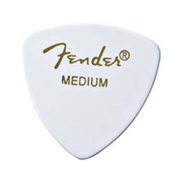 Imagem de Palheta para Guitarra Baixo Medium 346 Celuloide Branca Formato 346 com Tres Pontos de Tocabilidade Fender 12 Unidades