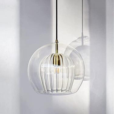 Imagem de Luminária Pendente De Cabeça Única Com Abajur De Vidro De Camada Dupla, Candeeiros De Teto Suspensos Ajustáveis, Lustre De Metal, Droplight Para Sala De Jantar, Hall De Entrada, Restaurante,15cm,i