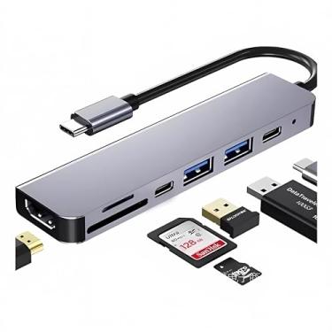 Imagem de Adaptador Hub 7 em 1 Tipo C USB 3.0 Regua Pc adaptador multiportas USB C Hub com saída HDMI 4K a 60hz, fonte de alimentação tipo C, carregamento de portas, hub de 2 a 3 Portas USB
