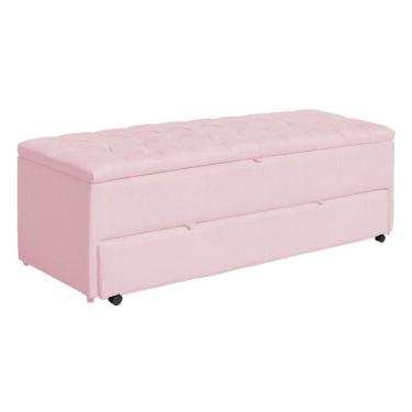 Imagem de Calçadeira Baú Sapateira Casal 140cm Ayla Suede Capitonê - Estopar