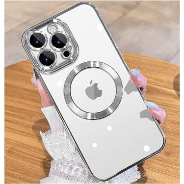 Imagem de JUESHITUO Capa magnética para iPhone 14 Pro com proteção total para câmera [ímãs N52 fortes nº 1] [compatível com MagSafe] para capa de telefone magnética feminina masculina e feminina fofa (6,1