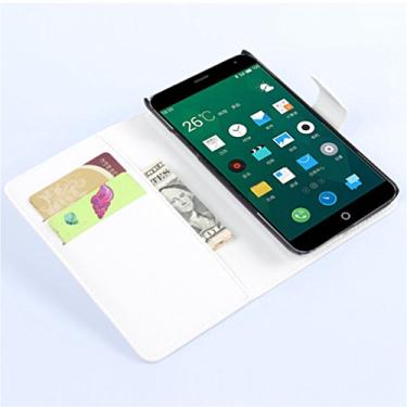 Imagem de Capa carteira MEIZU MX4, capa carteira flip de couro PU premium com compartimento para cartão, suporte e fecho magnético [capa interna à prova de choque de TPU] Compatível com MEIZU MX4