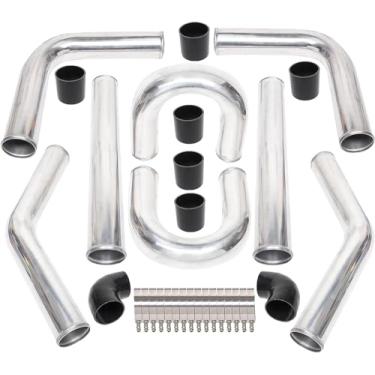 Imagem de Kit de tubulação intercooler turbo universal de alumínio de 2,5 polegadas, 8 peças, 610 mm, tubo personalizado faça você mesmo, mandril, tubo de curvatura reta e kit de dobra em U (6,5 polegadas)