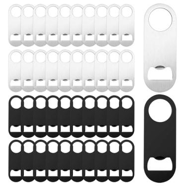 Imagem de Abridor de garrafa plano de aço inoxidável com chaveiro, abridor de garrafa de cerveja de 8 x 3 cm, abridor de tampa de garrafa plana com chaveiro, para homens e mulheres, barman, cozinha, bar,