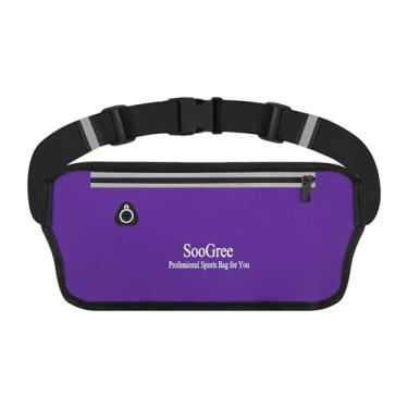 Imagem de SooGree Pochete de corrida para mulheres e homens, impermeável, bolsa de corrida, cinto de dinheiro fino, suporte de telefone para esportes, caminhadas, viagens, alça ajustável, bolsa de treino, leve,