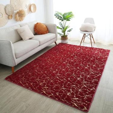 Imagem de Tapete para sala de estar mesa lateral ouro branco mármore macio tapete de banheiro de luxo tapete de pele de cabeceira para quarto, 5,60x120cm