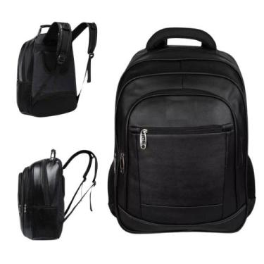 Imagem de Mochila De Couro Grande Executiva Trabalho Reforçada Escolar Impermeáv