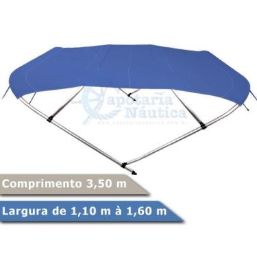 Imagem de Capota Toldo Nautico 4 Arcos 3,5 m Comprimento Estrutura Reforçada P/ 
