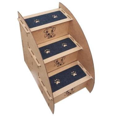 Imagem de Escada Pet  Cachorro Gato Escadinha Cães Mdf Madeira 3 degraus - IMGRO