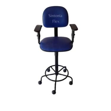 Imagem de Cadeira Secretaria Caixa Alta Braço Regulagem Altura Rodízio - Sintoni