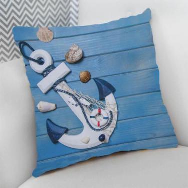 Imagem de Almofada Decorativa Cheia c/ Zíper 25x25 cm Náutico Oceania Praia Mar 
