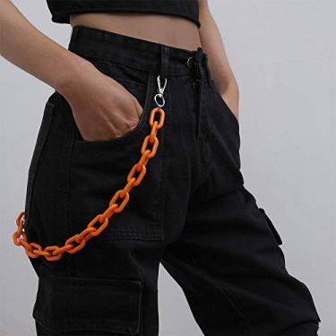 Imagem de Aimimier Punk Chunky Cuban Link Chian Cinto Hiphop Metal Corrente Corporal Calças Joias para Mulheres Adolescentes Homens (Laranja)