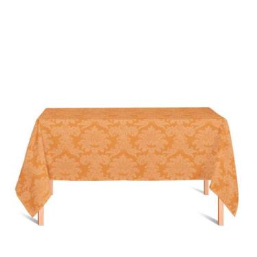 Imagem de Toalha de Mesa Retangular em Tecido Jacquard Laranja Medalhão Tradicio