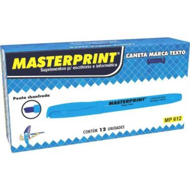 Imagem de Caneta Marca Texto Masterprint MP 612 Azul  Caixa com 12 Unidades