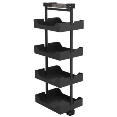 Imagem de Coluna Deslizante Masutti Cozinha 4 Cestos 48x33x152cm Preta Gaveta de