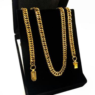 Imagem de Cordão Elo Duplo Corrente Masculina 70cm Banhada Ouro 18k - Azmar Semi