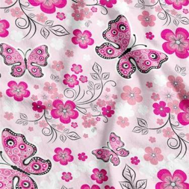 Imagem de TNT Estampado 1,40M 40G Borboletas Rosa Rolo 25 Metros - Supper