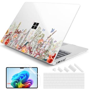 Imagem de DONGKE Capa para laptop Microsoft Surface (2024), Windows 11 Copilot+ PC, tela sensível ao toque de 13,8 polegadas, capa protetora de plástico rígido com capa de teclado e protetor de tela -
