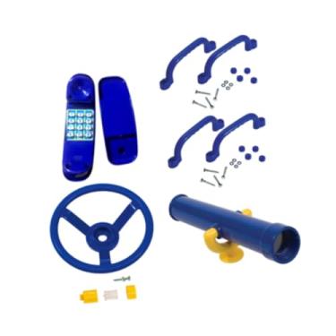 Imagem de YIJU Equipamentos de playground para crianças Conjunto de brinquedos ao ar livre Telescópio pirata Presentes para crianças Conjunto de balanços Acessórios, Azul