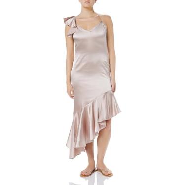 Imagem de Speechless Vestido de festa maxi de cetim sem mangas com bainha assimétrica, Champanhe, GG