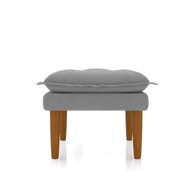 Imagem de Puff Banquinho Apoio Para Os Pés Luxo Suede Prata - New Belle Estofado