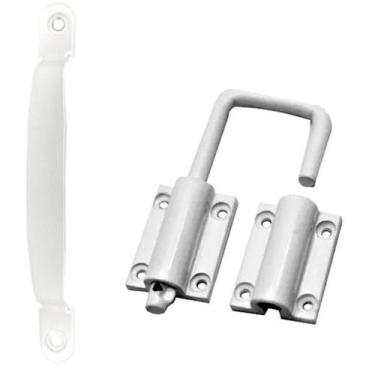 Imagem de Puxador e Trinco p/ Porta Camarão - Branco - ECL