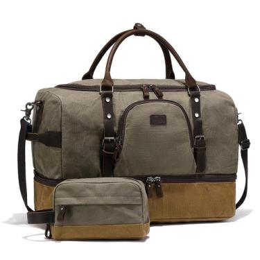 Imagem de Bolsa Weekender Nerlion em Couro de Lona Verde para Homens - 15kg