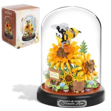 Imagem de Plintone Sunflower and Bees Building Set for Adults, 548 PCS Botanical Collection with Dust Cover, Sunflower Bonsai Blocks for Women and Girls