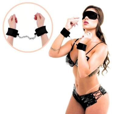 Imagem de Kit Algema e Venda em Pelúcia Linha Sado Preto - Sexy Fantasy