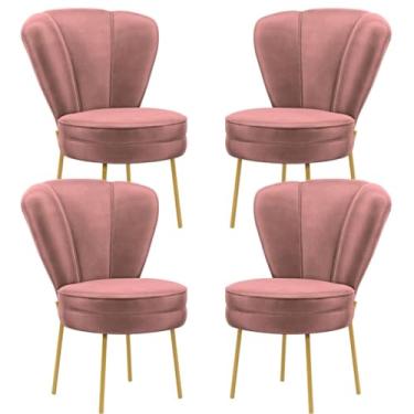 Imagem de Kit 4 Cadeiras Decor Para Camarim Tecido Veludo Ergonômica Resistente Pés de Ferro MOBLAN decor (Rosa Escuro)