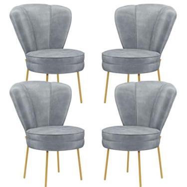 Imagem de Kit 4 Cadeiras Decor Para Camarim Tecido Veludo Ergonômica Resistente Pés de Ferro MOBLAN decor (Cinza)