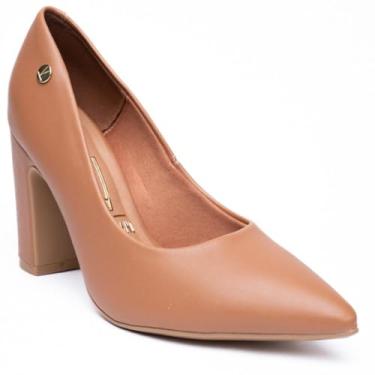 Imagem de Scarpin Vizzano Bico Fino Salto Bloco Alto - Caramelo - 38