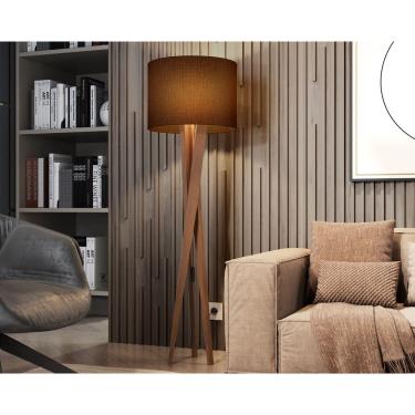 Imagem de Abajur para Quarto Pés de Madeira Luxo Marrom