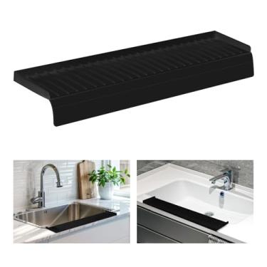 Imagem de Lioush Protetores De Borda Silicone Para Pia Cozinha, Protetor Contra Respingos Design Aprimorado Com Ventosas, Quartzo, Granito, Banheira (Preto, 50,8 Cm X 10,1 Cm)